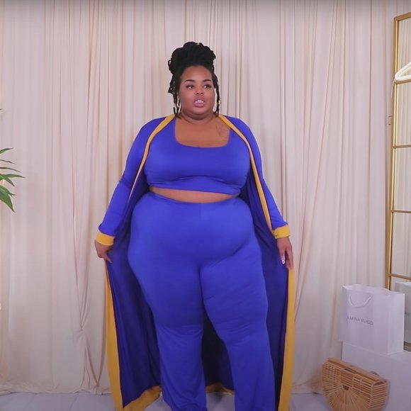 AS. 3 Piece Duster Set - Blue/Gold-Mustard - Picture 1 of 4